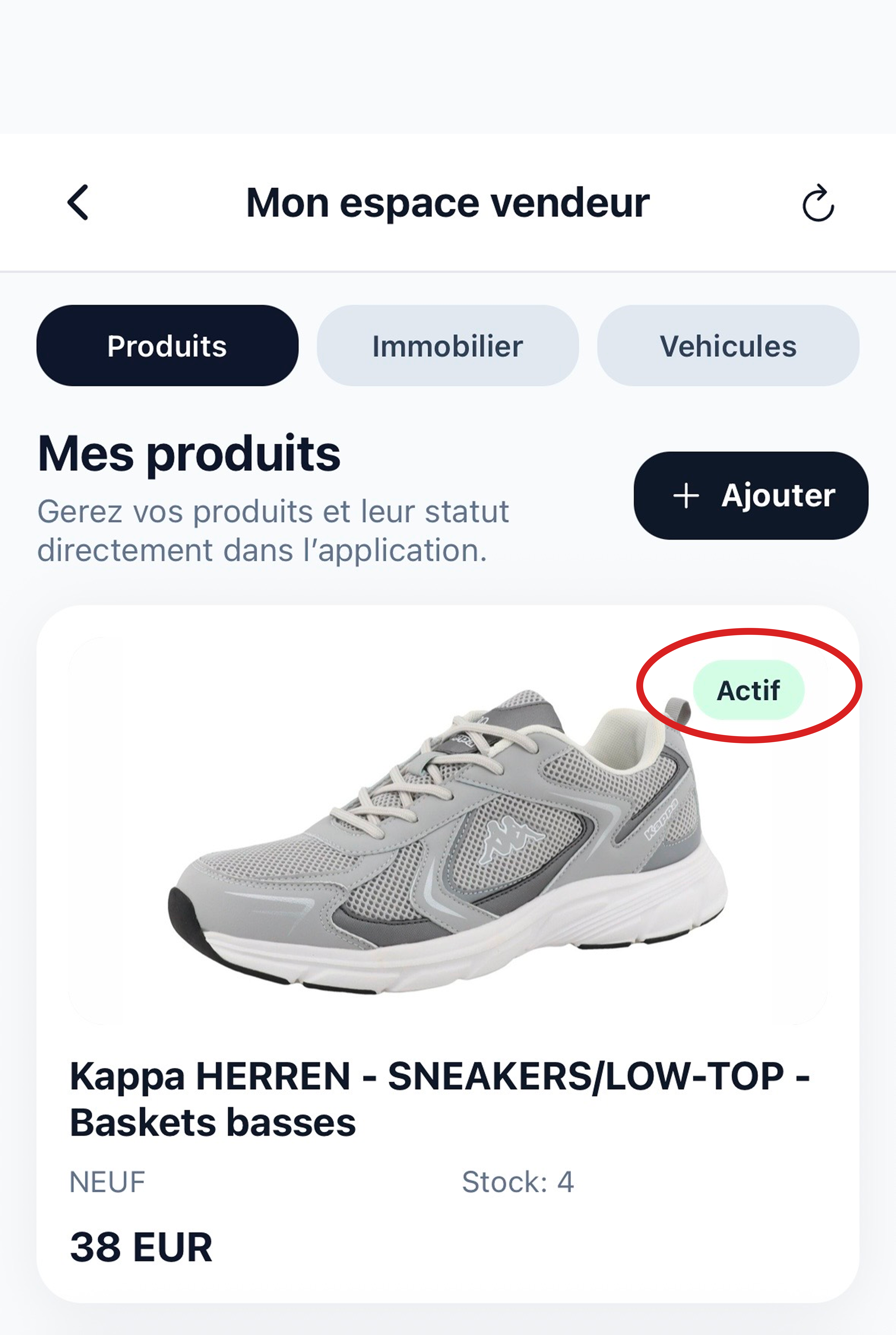Annonce en statut actif